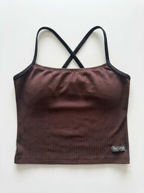 Vintage Brown Persona Ribbed Cami with built in Shelf Bra